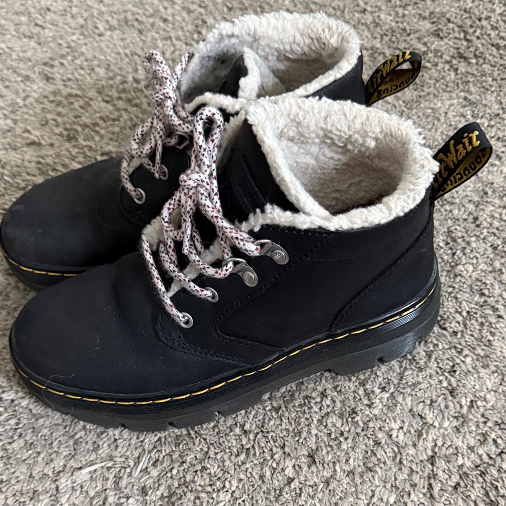 Dr. Martens Black Ankle Boots with Cream Lining